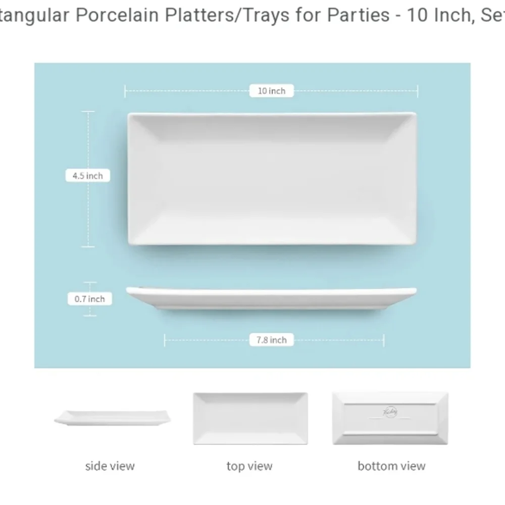 Krockery White Porcelain Rectangular Plates